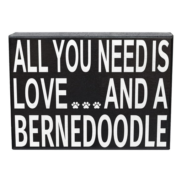 JennyGems Bernedoodle Gifts, All You Need Is Love and a Bernedoodle Wooden Sign, Shelf Decor and Wall Hanging, Made in USA