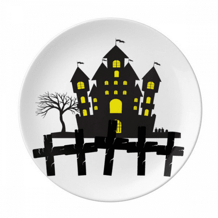 

Halloween Brightly Lit Castle Plate Decorative Porcelain Salver Tableware Dinner Dish