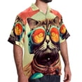 thumbnail image 2 of Retro Cat Men's Casual Printed Hawaiian Poplin Button Down Short Sleeve Beach Shirt Unisex, 2 of 6