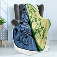 thumbnail image 4 of Tree of Life Soft Flannel Fleece Blanket, Yin Yang Life and Death Tree in Different Colors with Bird Silhouettes, Cozy Plush for Indoor and Outdoor Use, 60" x 80", Green Blue Black, by Ambesonne, 4 of 5