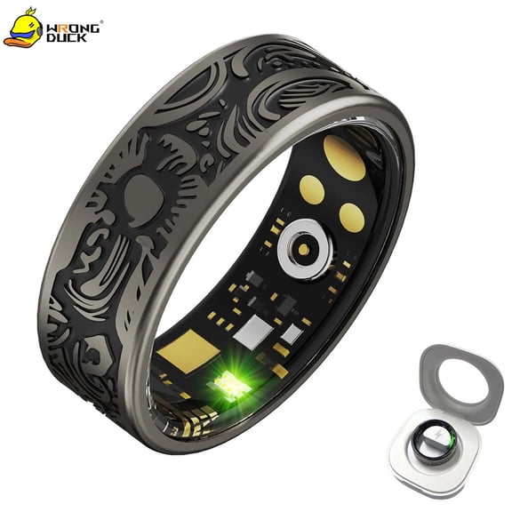 Wrongduck Gothic Fitness Tracking Ring for Women Men, Bluetooth Activity Tracker Ring with Sleep Tracking, Multi-Sport Modes, Remote Camera Control, No Subscription