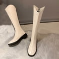 thumbnail image 4 of Women's Knee High Boots Round Toe Back Zipper On Comfortable Fashion Fall Winter Boot Beige 4.5, 4 of 7