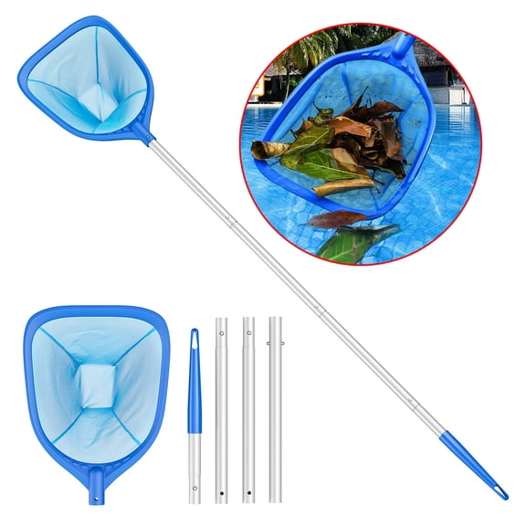 Rkxzt Swimming Pool Skimmer Net Total Length 16.9 inches with 3 Section Telescopic Aluminum Pole, Plastic Pool Accessories Removing Leaves for Fast Cleaning Ponds