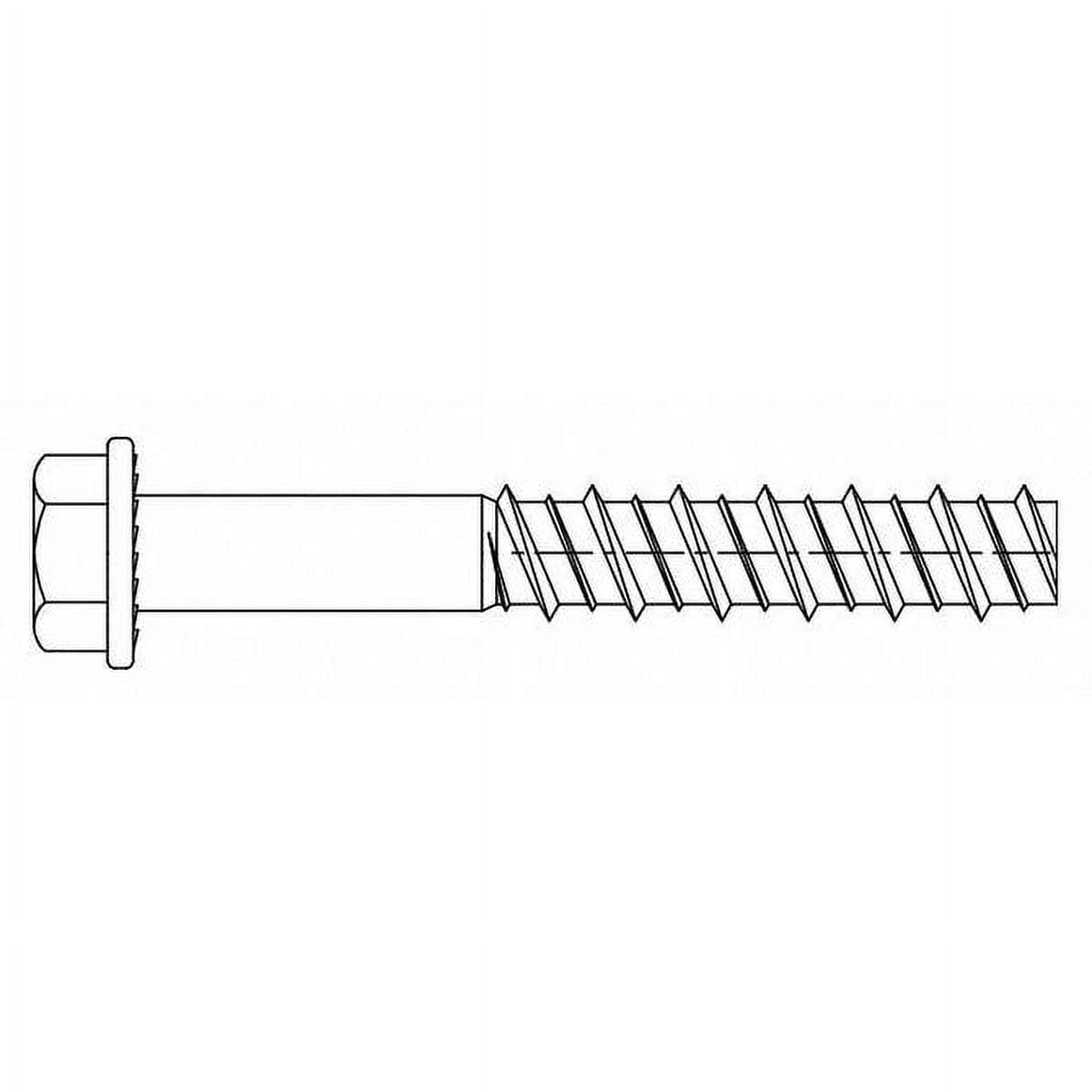 Large Diameter Tapcon Concrete Screw, 1/2" Dia., Hex, 3 in L, Steel Zinc Plated, 25 PK