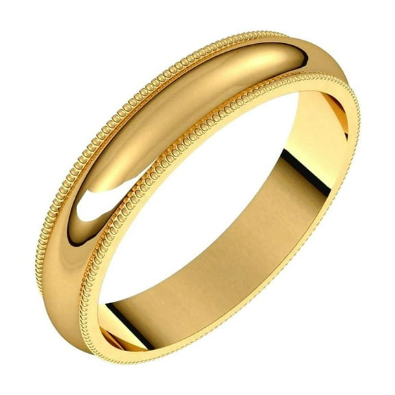 14k Yellow Gold 4mm Milgrain Band Ring Size 11.5 Ring for Women and Men - 4.3 Grams