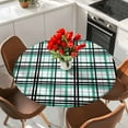 thumbnail image 2 of Teal Black Plaid Table Cloth, Round Fitted Tablecloths with Elastic Edge, Farmhouse Teal Black Checkered Wipeable Waterproof Table Cover for Kitchen Wedding 55-60 Inches, 2 of 4
