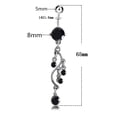 thumbnail image 3 of 14G Stainless Steel Cascading CZ Vine Dangling Belly Button Ring, 3 of 4