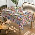 thumbnail image 5 of Mexico Tablecloth 60x60 Inch Square, Halloween Cinco De Mayo Fiesta White Washable Seasonal Table Cover for Party Picnic Dinner Decor, 5 of 6