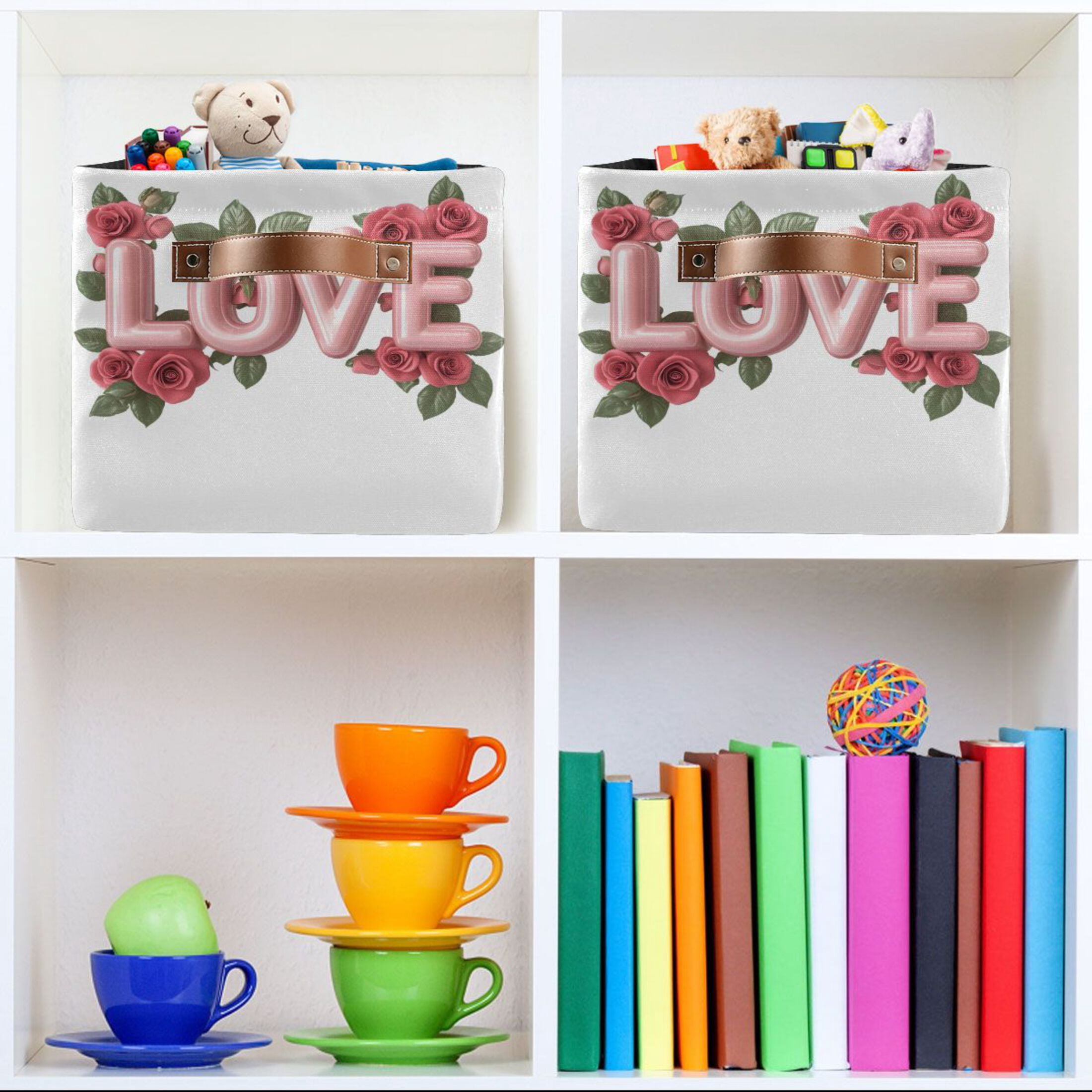 Ryvnso Valentine Day-a1 Storage Basket Large Bin Foldable Boxes Toys Organizer 14.2x10.2x8.3in 2 PCs