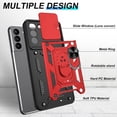 thumbnail image 4 of Samsung Galaxy S21 Case,Compatible with Samsung Galaxy S21 Case with HD Screen Protector with Slide Camera Cover, 360° Rotation Ring Kickstand [Military Grade] Case for Samsung S21,Red, 4 of 15
