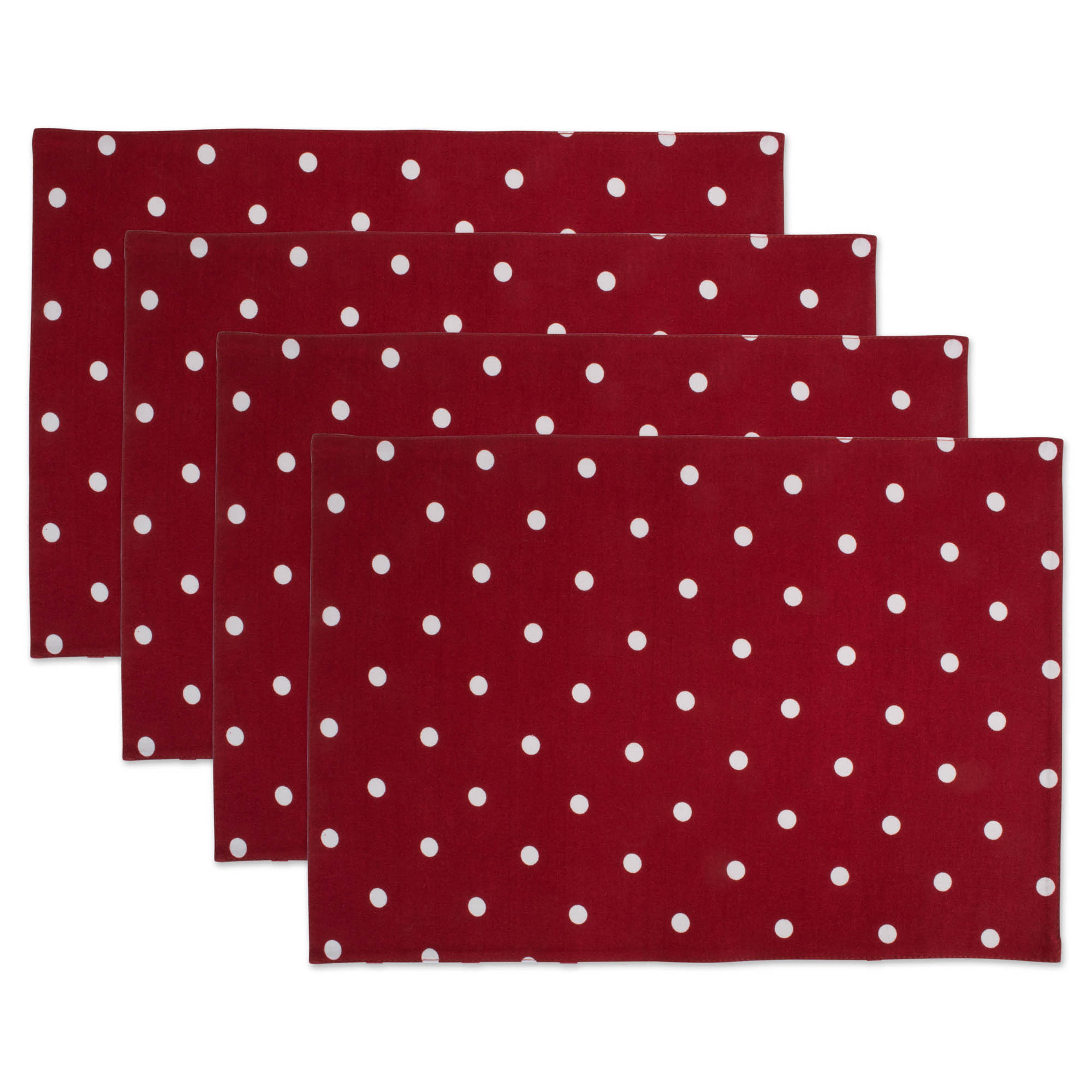 DII 13x19" Printed Polka Dot Cotton Placemat, Pack of 4, Perfect for