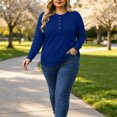 thumbnail image 6 of LEKWK Plus Size Tops for Women Long Sleeve Crew Neck Henley Shirts Fall Winter Relaxed Fit Workout Tops Gym Running Activewear,Size L-5XL, 6 of 6