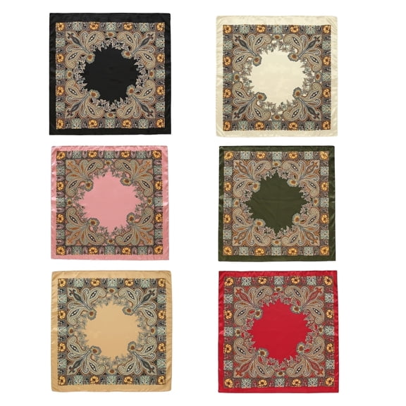 6Pcs Silk Head Scarves for Women Satin Hair Scarf 35”Large Square Bandana Silk Like Neck Scarf Shawl