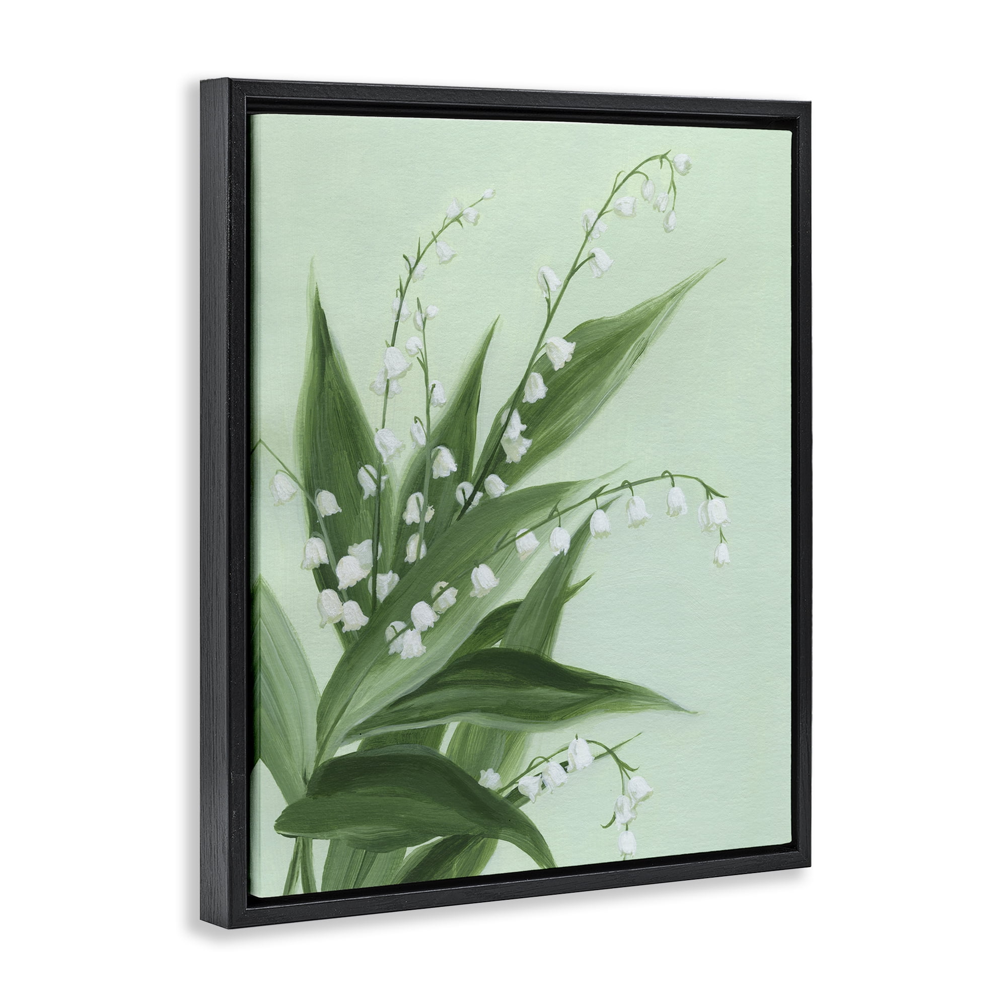 Stupell Industries Verdant Lily Of Valley Black Framed Floater Canvas Wall Art, design by Grace Popp