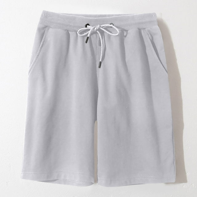 AherBiu Plus Size Men's Shorts Elastic Waist Drawstring Classic Loose Fitted Shorts Causal Athletic Shorts