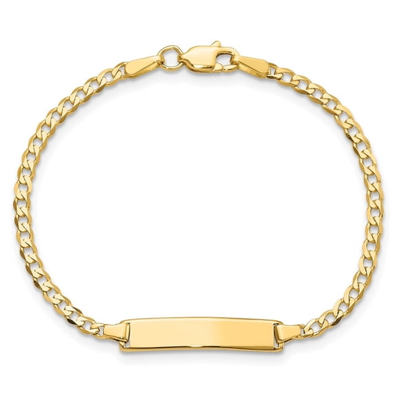 Diamond2Deal 10K Yellow Gold Flat Curb Chain Link ID Bracelet for Men 6"