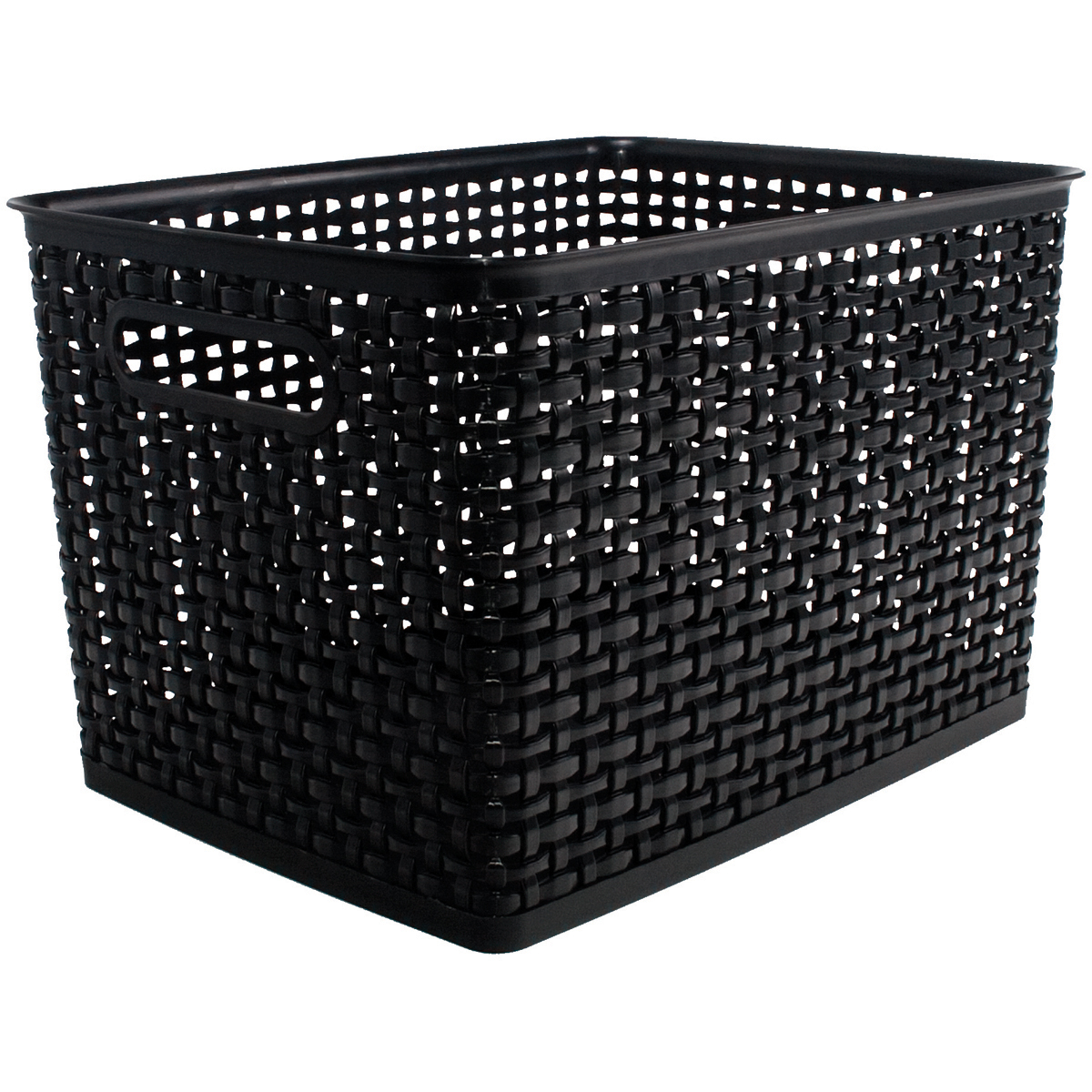 Weave Design Plastic Bin LargeBlack, 13.75"L X 10.5"W X 8.75"H 36006