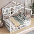 thumbnail image 3 of Full House Bed With Roof Frame, Bedside-Shelves, Under Bed Storage Unit,White, 3 of 9