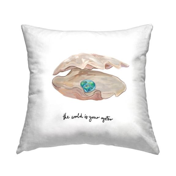 Stupell Industries Teal Ocean Pearl Clamshell Square Decorative Printed Throw Pillow, 18 x 18,