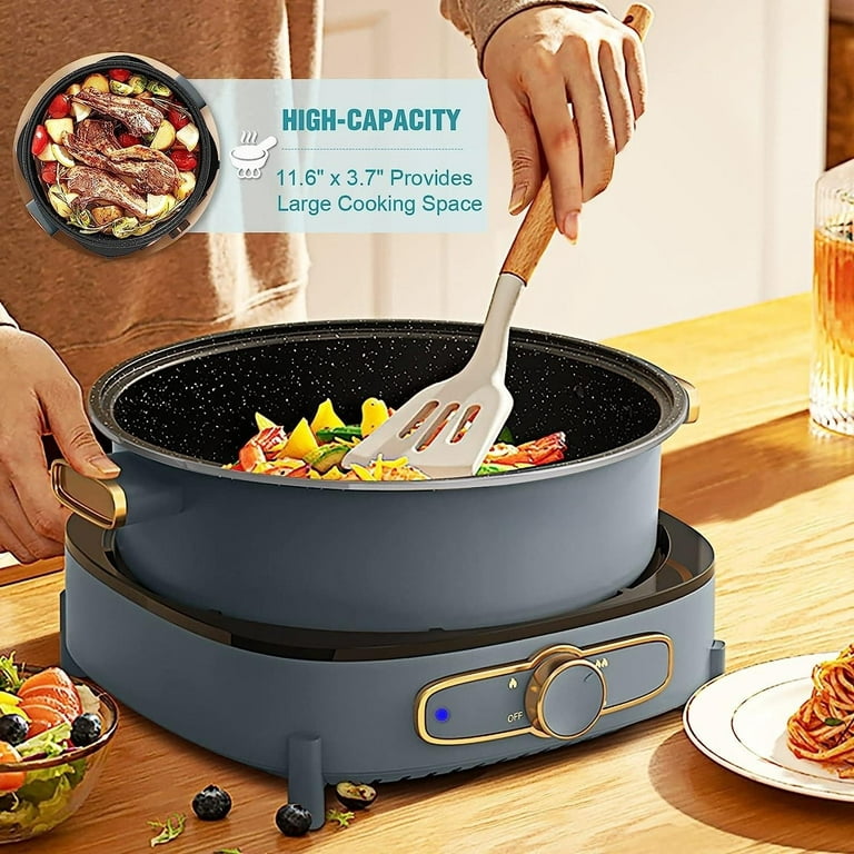 Electric Shabu Shabu Hot Pot with Removable Pot, 4L Electric Non-Stick Hot  Pot with Multi-Power Control, 3.7 Depth Electric Cooker with Tempered  Glass Lid for Party, Family and Friend Gathering 