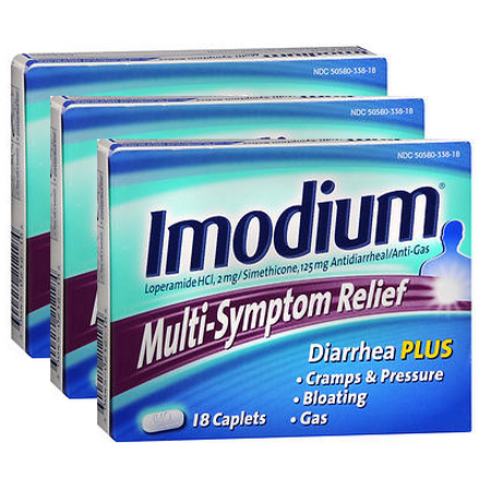 Imodium Relief Multi-Symptom pack Caplets 18 caplets de 3
