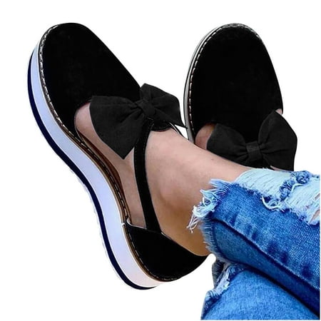 

Shoes for Women KKCXFJX Women s Tassel Round Toe Flat Pumps Thick Bottom Buckle Strap Casual Beach Shoes
