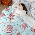 thumbnail image 4 of Erosebridal Western Cowgirl Boots Bed in a Bag King Size,Pink Ribbon Bowtie Bed Set,Daisy Stars Print Bedding King Size,Breathable Bedroom Decor Reversible,7 Pieces, 4 of 6