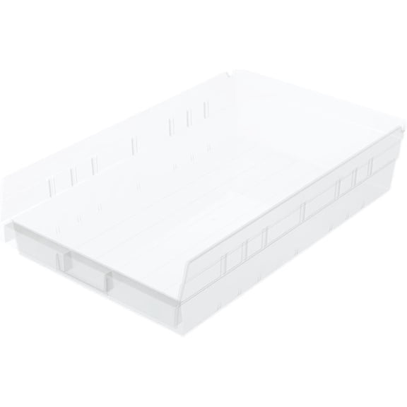 Akro-Mils 30178 Plastic Shelf Bins, Heavy Duty Storage Bins for Garage, Closet, and Drawer Organization, 18-Inch x 11-Inch x 4-Inch, Clear, 12-Pack