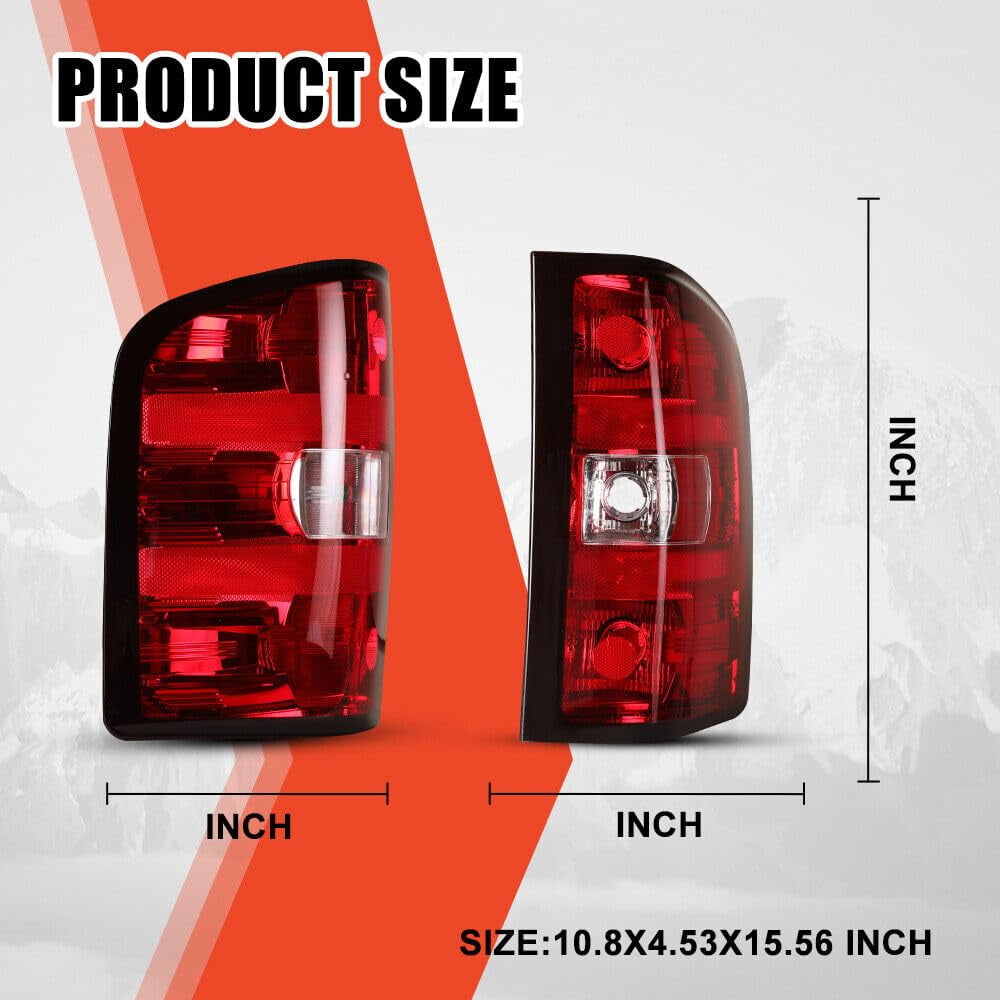 Tail lights Assembly for 2007 2008 2009 2010 2011 2012 2013 Chevy Silverado 1500 2500 3500, Red Lens Tail Brake Lamps Taillight Assembly for Chevrolet 07 08 09 10 11 12 13 Silverado1 Pair