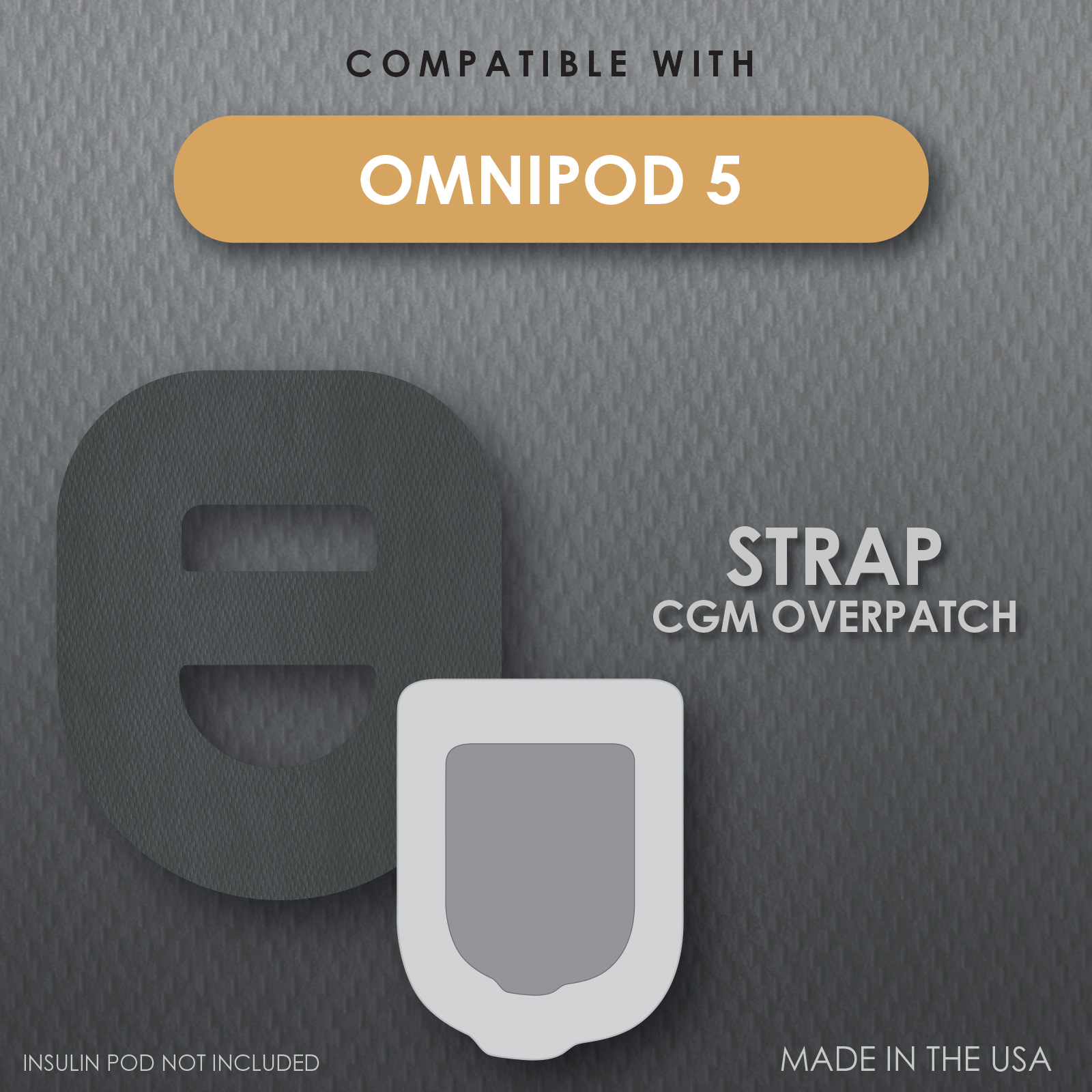 CoverGuard CGM Overpatch For Omnipod 5 Insulin Pod - Black Cross-strap Design, 25-Count, Waterproof Adhesive, Anti-Fray, Easy Application & Removal