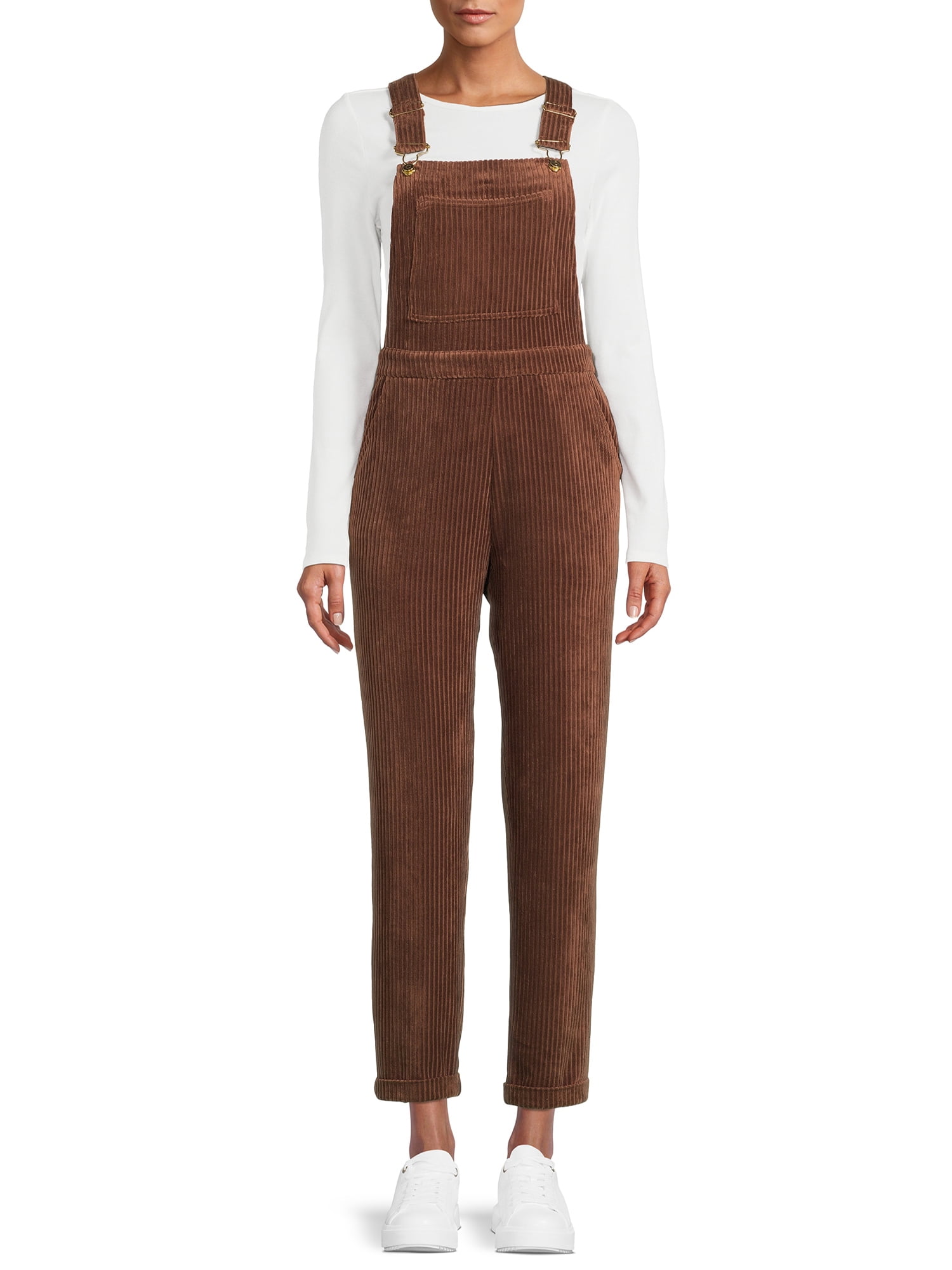 No Boundaries Junior's Cuffed Corduroy Overalls