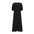 thumbnail image 5 of Ovbmpzd Vacation Dresses for Women Wedding Guest Maxi Black Dress Short Sleeve Long Dresses Womens Sundresses S, 5 of 6