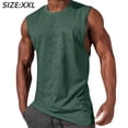 thumbnail image 2 of Camisetas sin mangas para hombre, cuello redondo, camisa holgada sólida, camisas deportivas para entrenamiento, camisetas sin mangas para correr, verde, 2 of 5