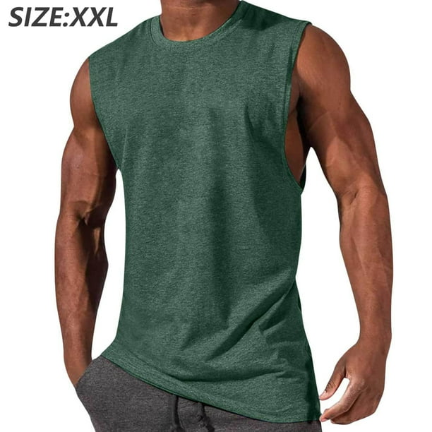 Camisetas sin mangas para hombre, cuello redondo, lisas, holgadas