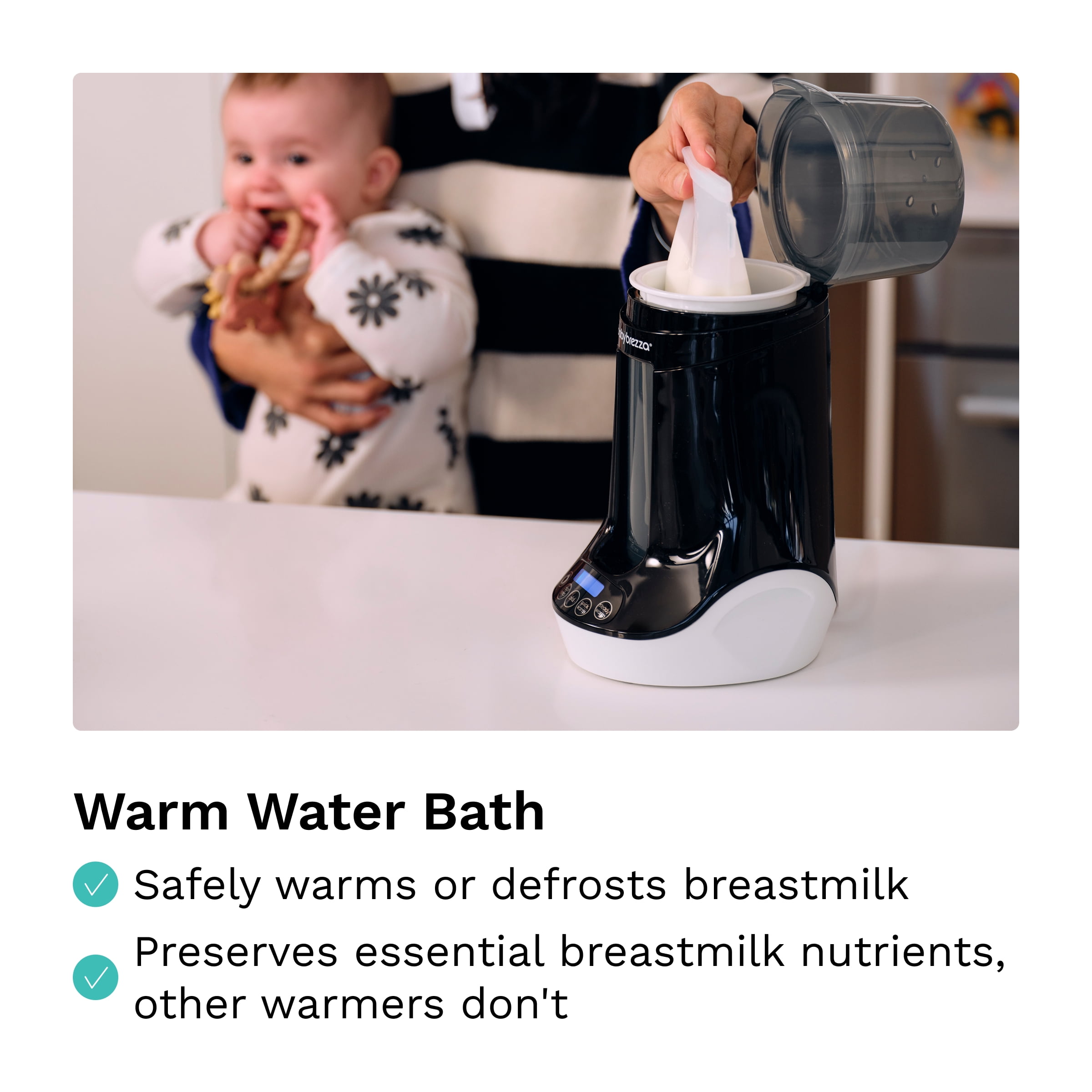 Baby Brezza Fast Baby Bottle Warmer - Baby Milk + Breastmilk Warmer Defroster – 2 Unique Temperatures for Breastmilk + Formula - Universal Fit for All Bottles, Bags + Jars