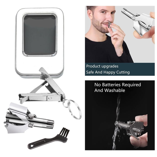 Mini recortador de cabellero de oreja de manual portátil, cortaúñas, removedor de cabellero de material acero inoxidable, afeitadora nasal para hombres y shamjiam recortador de pelo de nariz