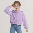 thumbnail image 2 of Ruiwill Girls Coat Kids Hooded Jacket Child Windproof Zipper Long Sleeve Crew Neck Print Girl Outerwear Purple Size 11-12 Years, 2 of 6