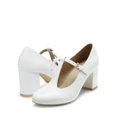 thumbnail image 3 of Zapatos DREAM PAIRS Mary Jane con Tira en T y Tacones Bajos Anchos Blancos, 3 of 6