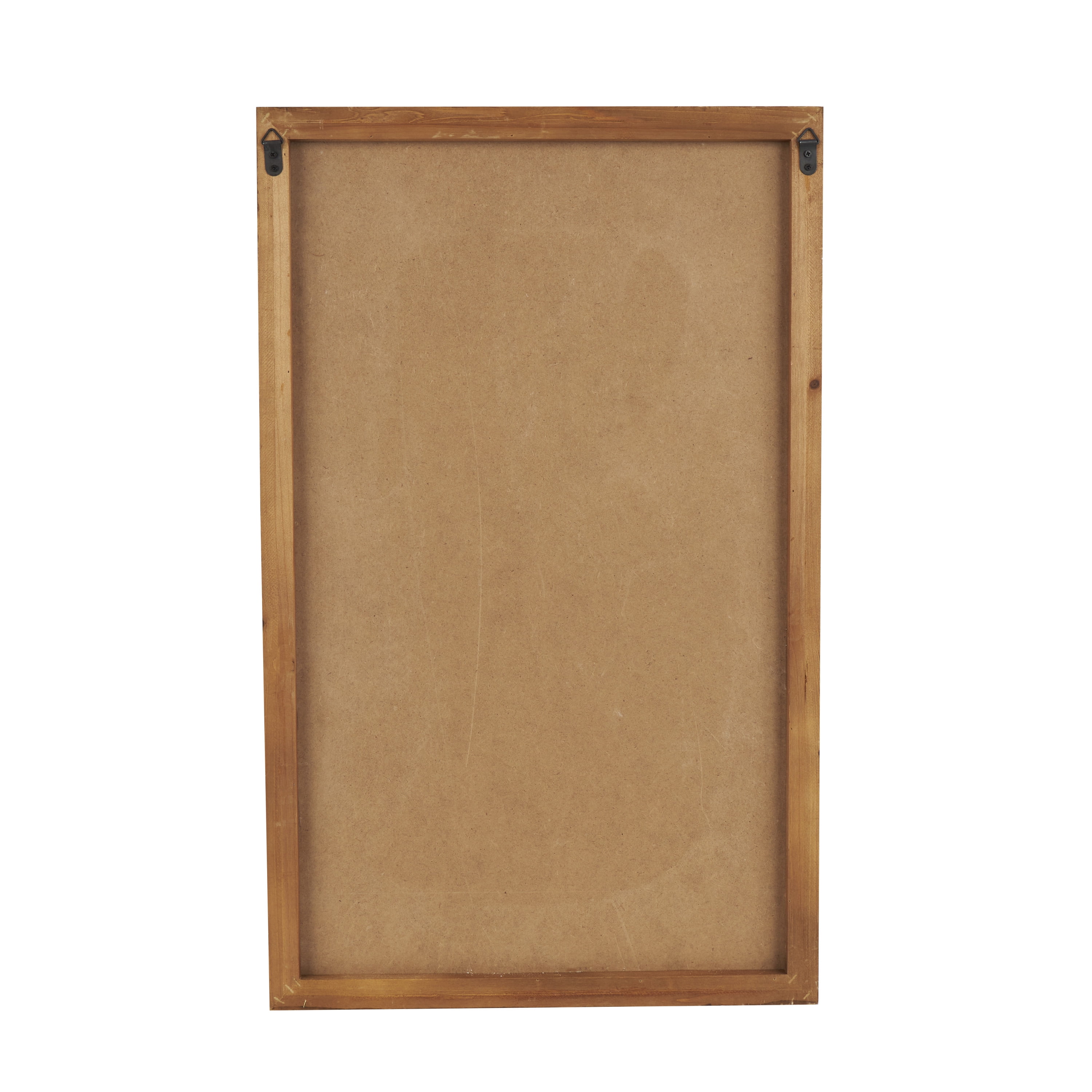 DecMode White Wood Geometric Textured Dimensional Shape Home Framed Wall Art with Brown Wooden Frame, 20" x 1" x 32"