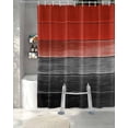 thumbnail image 3 of Split Shower Curtain for Transfer Bench, Red Gray Black Fabric Shower Curtains for Bathroom, Vintage Country Gradient Wooden Grain Tub Sliding Transfer Bench Waterproof Bath Curtains 72"x78", 3 of 9