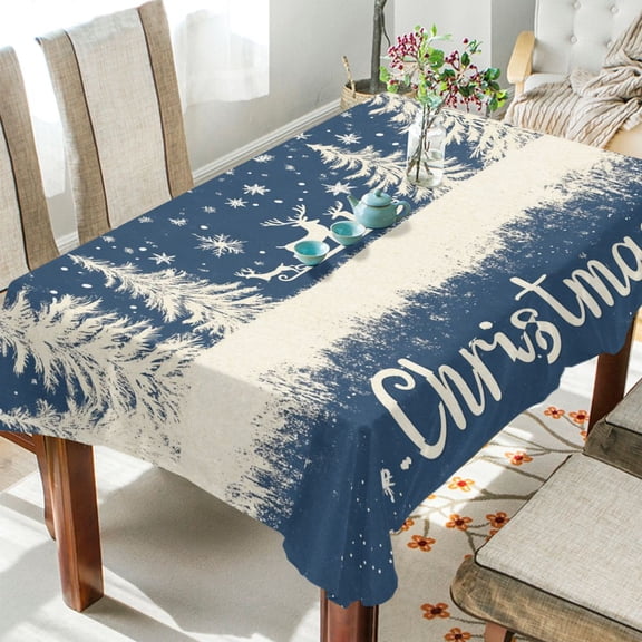 BZSMCE Square Tablecloth Elegant Reindeer Soaring on Snowflake Pattern Pattern Tableclothes
