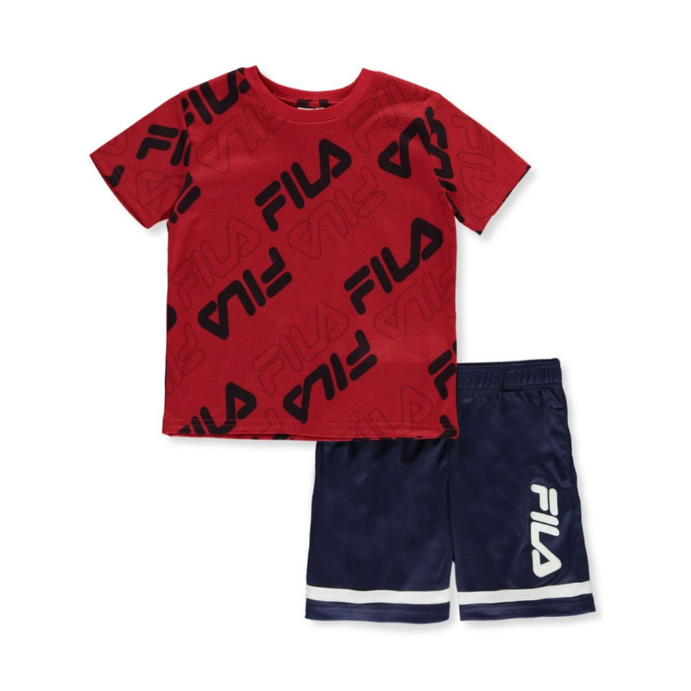FILA - Fila Boys' Repeat Logo 2-Piece Shorts Set Outfit (Little Boys ...