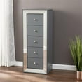 thumbnail image 3 of Maklaine Transitional 5 - Drawer Jewelry Armoire in Gray / Blue with Mirror, 3 of 3