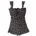 thumbnail image 1 of KAKOWELY Traje de baño floral de una pieza para mujer, elegante vestido de baño sin espalda, 1 of 5