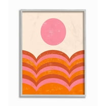 Stupell Industries Abstract Sunset Arched Landscape Pink Red Orange Framed Wall Art Design by Daphne Polselli, 11" x 14", Gray Framed