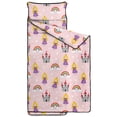 thumbnail image 2 of Princess and Castle Pink Pattern Teens Toddler Nap Mat with Pillow, Sleeping Mat Bag for Preschool Daycare 59"x22", 2 of 3