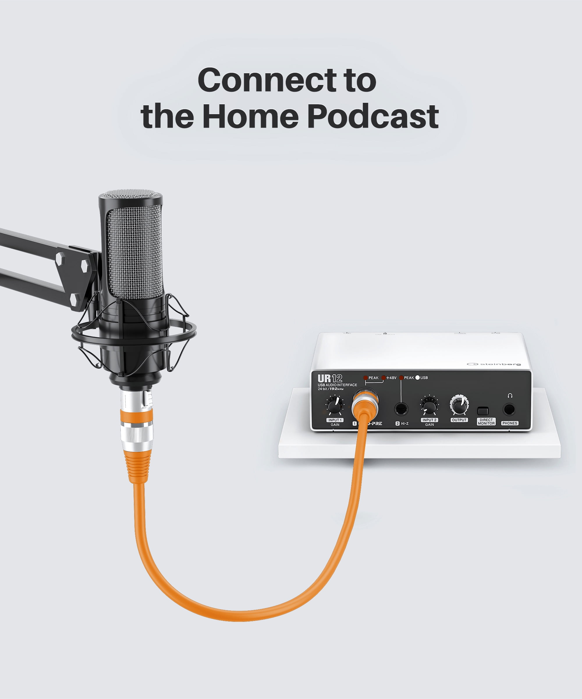 GearIT XLR to XLR Microphone Cable (100 Feet, 1 Pack) XLR Male to Female Mic Cable 3-Pin Balanced Shielded XLR Cable for Mic Mixer, Recording Studio, Podcast - Orange, 100Ft, 1 Pack