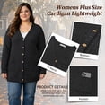 thumbnail image 3 of TEMOFON Cardigan Sweaters for Women Plus Size Black Womens Cardigan Long Sleeve Buttons Down with Pocket Lightweight Outerwear Fall Winter Clothes 3XL, 3 of 6