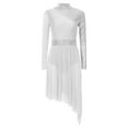 thumbnail image 4 of Aiihoo Women's Sparkly Lyrical Dance Dress Long Sleeve Mesh Tulle Dance Dress Contemporary Dancewear White S, 4 of 7