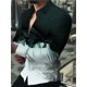 thumbnail image 1 of Camisa para hombre con estampado floral, sin planchado, solapa, manga larga, cuello, color negro, para exteriores, calle, botones, estampado, algodón, moda, informal, retro, 1 of 6